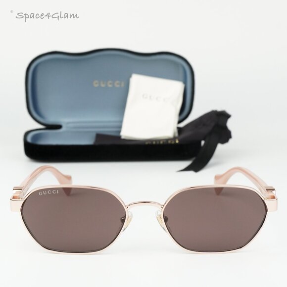Gucci Women Sunglasses Gold Pink Violet Geometric GG1593S 003 BRAND NEW - Picture 3 of 10